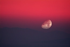 Lunar Cycle Phases Prints: Setting Moon in a red sky