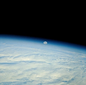 Shuttle photograph of the moon over the earth Shuttle photograph of the moon over the earth