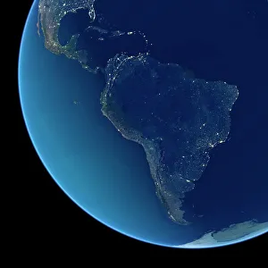 South America at night, satellite image South America at night, satellite image