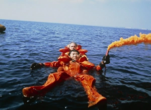 Soviet cosmonauts practice water landing procedure Soviet cosmonauts practice water landing procedure