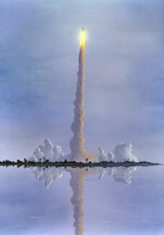 Kennedy Space Center Launch Prints: Space Shuttle launch, artwork