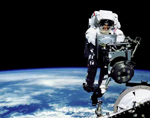 Space Shuttle Prints: Astronaut in Spacewalk Print