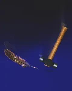 Images Dated 1994: Hammer and Feather Falling in Space Print