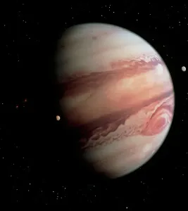Space Prints: Jupiter Print: A Gaseous Giant with Moons
