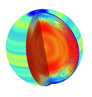 Prints of Suns interior. Computer model of the variations in the speed of sound in the Sun, based on data taken by the SOHO (Solar and Heliospheric Observatory) spacecraft Images Dated 2003 May: Computer model of the Sun's interior, a print