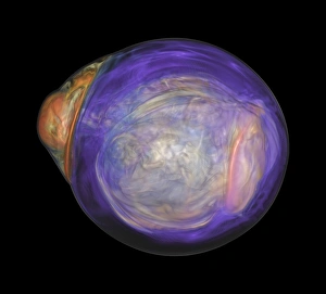 Framed Print : Supernova Print: 3D Simulation of a Lopsided Blast Wave Framed Print : Supernova Print: 3D Simulation of a Lopsided Blast Wave