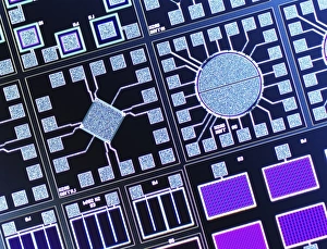 Light Micrograph Images Prints: Surface of microchip, light micrograph C018 / 6381