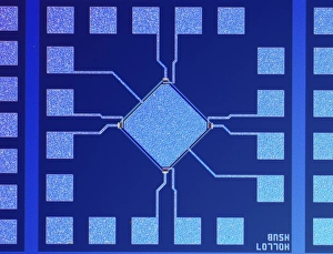 Light Micrograph Images Prints: Surface of microchip, light micrograph C018 / 6398