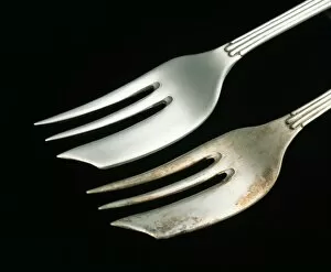 Images Dated 25th June 2004: Tarnished silver fork