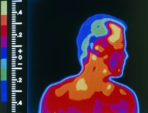 Thermogram of head & shoulders of a man Thermogram of head & shoulders of a man