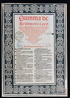 Title pages of Pacciolis Summa de Arithmetica Title pages of Pacciolis Summa de Arithmetica