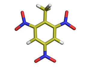 Computer-generated molecular model of TNT in Print