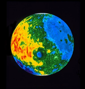 Topographic map of Moon, western hemisphere Topographic map of Moon, western hemisphere