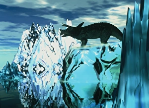 Torosaurus dinosaur in an icy landscape Torosaurus dinosaur in an icy landscape