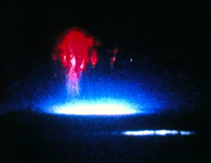 True-colour image of red sprite lightning True-colour image of red sprite lightning