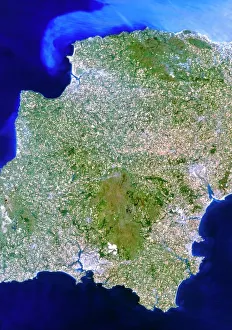 True-colour satellite image of southwest England True-colour satellite image of southwest England