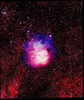 True-colour UK Schmidt image of Trifid Nebula M20 True-colour UK Schmidt image of Trifid Nebula M20