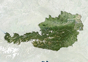 European Country Maps Prints: Upper Austria, Austria, satellite image