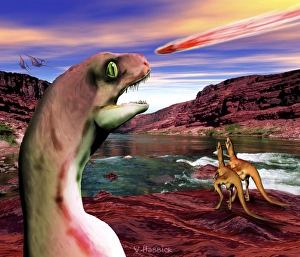 Velociraptors view an asteroid strike Velociraptors view an asteroid strike