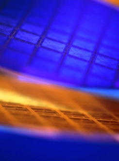 View of two silicon wafers with their chips View of two silicon wafers with their chips