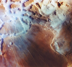 Viking photo of sunrise over Martian canyons Viking photo of sunrise over Martian canyons