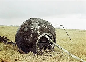 Vostok 1 spacecraft after landing, 1961 Vostok 1 spacecraft after landing, 1961