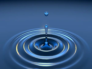 Images Dated 2001: Water Drop Impact Print - Secondary Drop Formation
