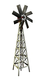 Prints of Windmill, computer artwork. This type of windmill may be used to generate electricity or pump water Images Dated 2006 August: Windmill Print, Computer Artwork