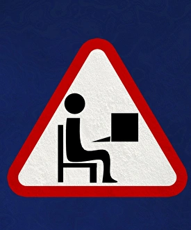 Single Person Working Prints: At work sign, artwork