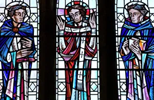 East wall stained glass window in the Chancel depicting St Paul, Risen Christ East wall stained glass window in the Chancel depicting St Paul, Risen Christ