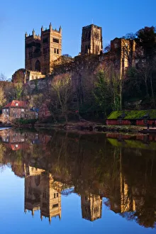 England, County Durham, Durham City. Durham Cathedral, situated above the river banks of the River Wear England, County Durham, Durham City. Durham Cathedral, situated above the river banks of the River Wear