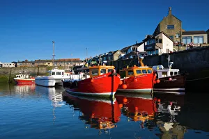 England, Northumberland, Seahouses. Boats moored in the harbour at Seahouses England, Northumberland, Seahouses. Boats moored in the harbour at Seahouses