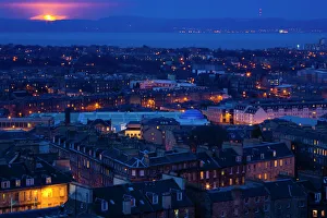 Scotland, Edinburgh, City Skyline. Edinburgh city viewed from Calton Hill looking towards the River Forth Scotland, Edinburgh, City Skyline. Edinburgh city viewed from Calton Hill looking towards the River Forth
