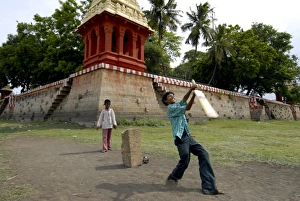 Prints of Kids playing cricket, Tamil Nadu, India, Asia Images Dated 2007 June: Tamil Nadu Kids Playing Cricket Print