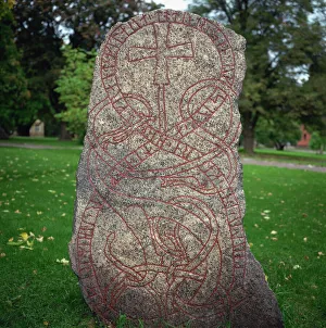 Prints of An 11th century Viking Runestone from Lagga Parish, Uppsala, Sweden, Scandinavia, Europe Sweden Prints: 11th Century Viking Runestone Print