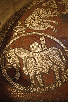 A 12th century mosaic in Ganagobie Monastery church, Ganagobie, Alpes de Haute Provence A 12th century mosaic in Ganagobie Monastery church, Ganagobie, Alpes de Haute Provence