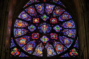 The 18th century rose window dedicated to Mary, Reims Notre Dame Cathedral The 18th century rose window dedicated to Mary, Reims Notre Dame Cathedral