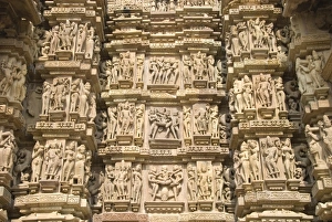 Some of the 646 erotic figures carved in sandstone on exterior of the Kandariya Mahadeva Temple Some of the 646 erotic figures carved in sandstone on exterior of the Kandariya Mahadeva Temple