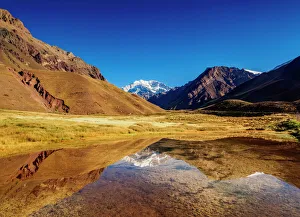 Aconcagua Mountain reflecting in the Espejo Lagoon, Aconcagua Provincial Park Aconcagua Mountain reflecting in the Espejo Lagoon, Aconcagua Provincial Park