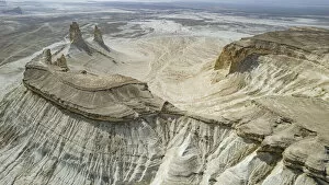 Kazakhstan Collection: Aerial of Bozzhira Canyon, Ustyurt plateau, Mangystau, Kazakhstan, Central Asia, Asia