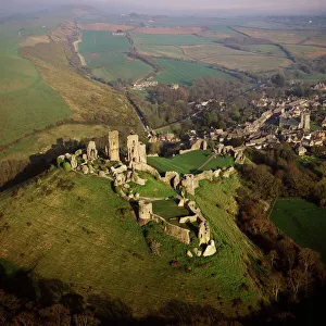 Aerial image of Corfe Castle, Purbeck Hills, between Wareham and Swanage Aerial image of Corfe Castle, Purbeck Hills, between Wareham and Swanage