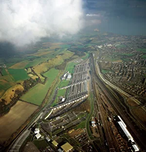 Aerial image of entrance to The Channel Tunnel (Chunnel) (Eurotunnel), beneath the English Channel Aerial image of entrance to The Channel Tunnel (Chunnel) (Eurotunnel), beneath the English Channel