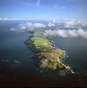 England Collection: Aerial image of Lundy Island looking from north to south, Bristol Channel