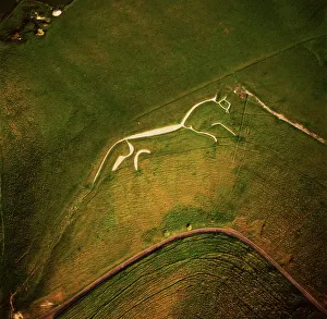 Aerial image of the Uffington White Horse, Berkshire Downs, Vale of White Horse Aerial image of the Uffington White Horse, Berkshire Downs, Vale of White Horse