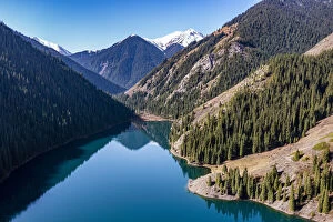 Kazakhstan Collection: Aerial of the Lower Kolsai Lake, Kolsay Lakes National Park, Tian Shan mountains, Kazakhstan
