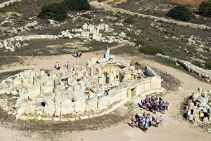 Aerial view of archaeological site, Megalithic Temple of Hagar Qim Aerial view of archaeological site, Megalithic Temple of Hagar Qim