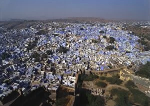 India Collection: Aerial View of Blue Houses for the Bhrahman, Jodhpur, Rajasthan, India