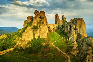 Aerial view by drone of Kaleto Rock Fortress rock formations, Belogradchik, Bulgaria Aerial view by drone of Kaleto Rock Fortress rock formations, Belogradchik, Bulgaria