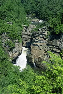 America Collection: Aerial view over Linville Falls