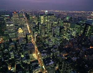 Aerial view at night of the city lights taken from the Empire State building Aerial view at night of the city lights taken from the Empire State building
